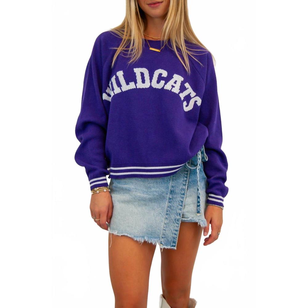 NEW TOWN PRIDE wildcats raglan sweater in purple